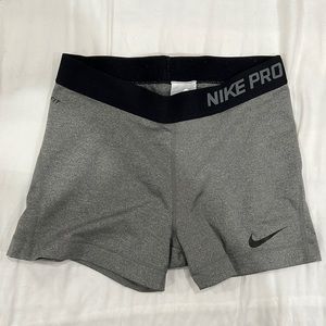Grey Nike Pro Compression Shorts with Black Elastic Waistband